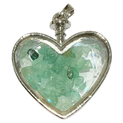 Pendentif mini pierre facetté cœur Aventurine verte