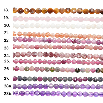 Fil de perle en rond plat facetté 4 mm (27 pierres disponible)