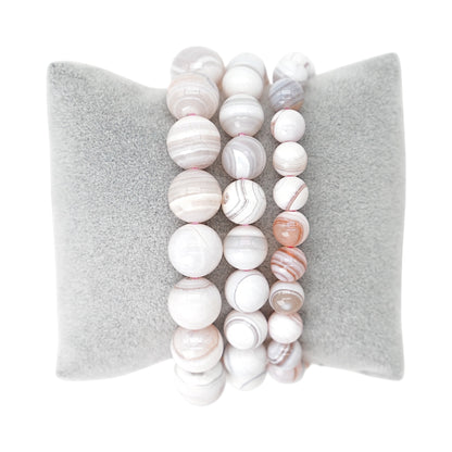 Bracelet Agate Botswana rose AAA