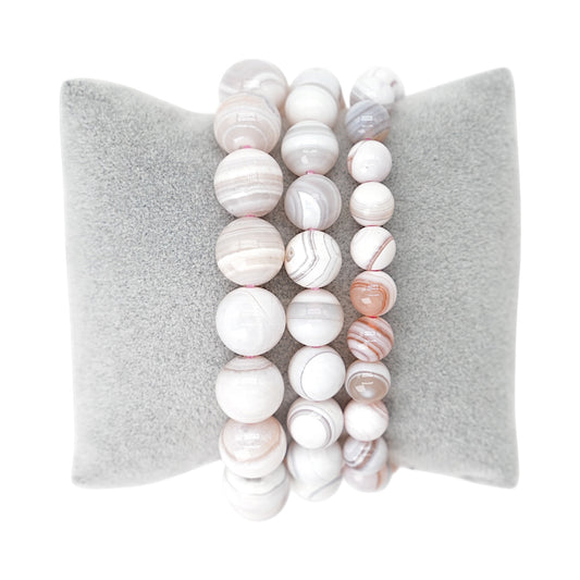 Bracelet Agate Botswana rose AAA