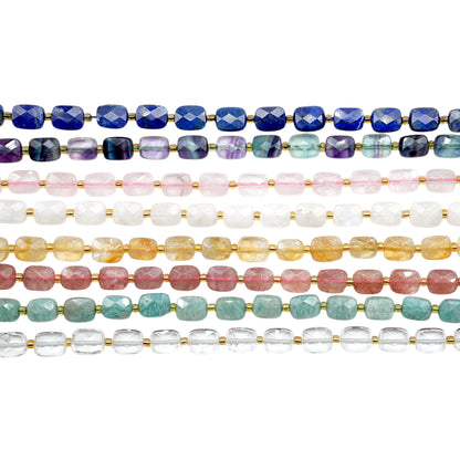 Fil de perles rectangulaire facetté 8x10 mm (16 pierres disponibles)