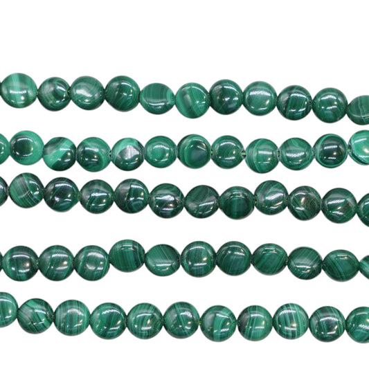 Fil de perles Malachite forme ronde 4x8mm