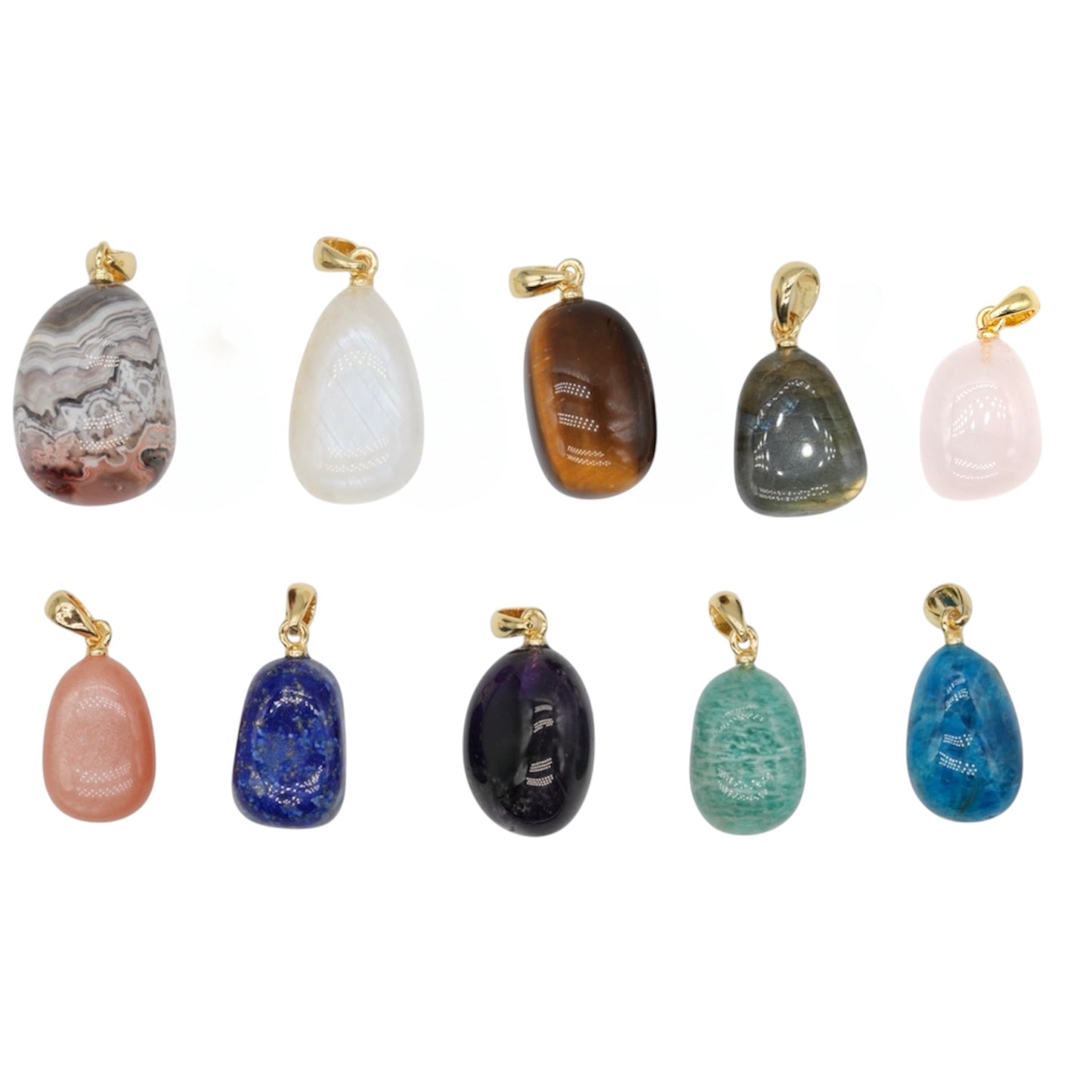 Pendentif forme libre bélière dorée ou argentée (environ 1x2 cm) (10 pierres disponible)