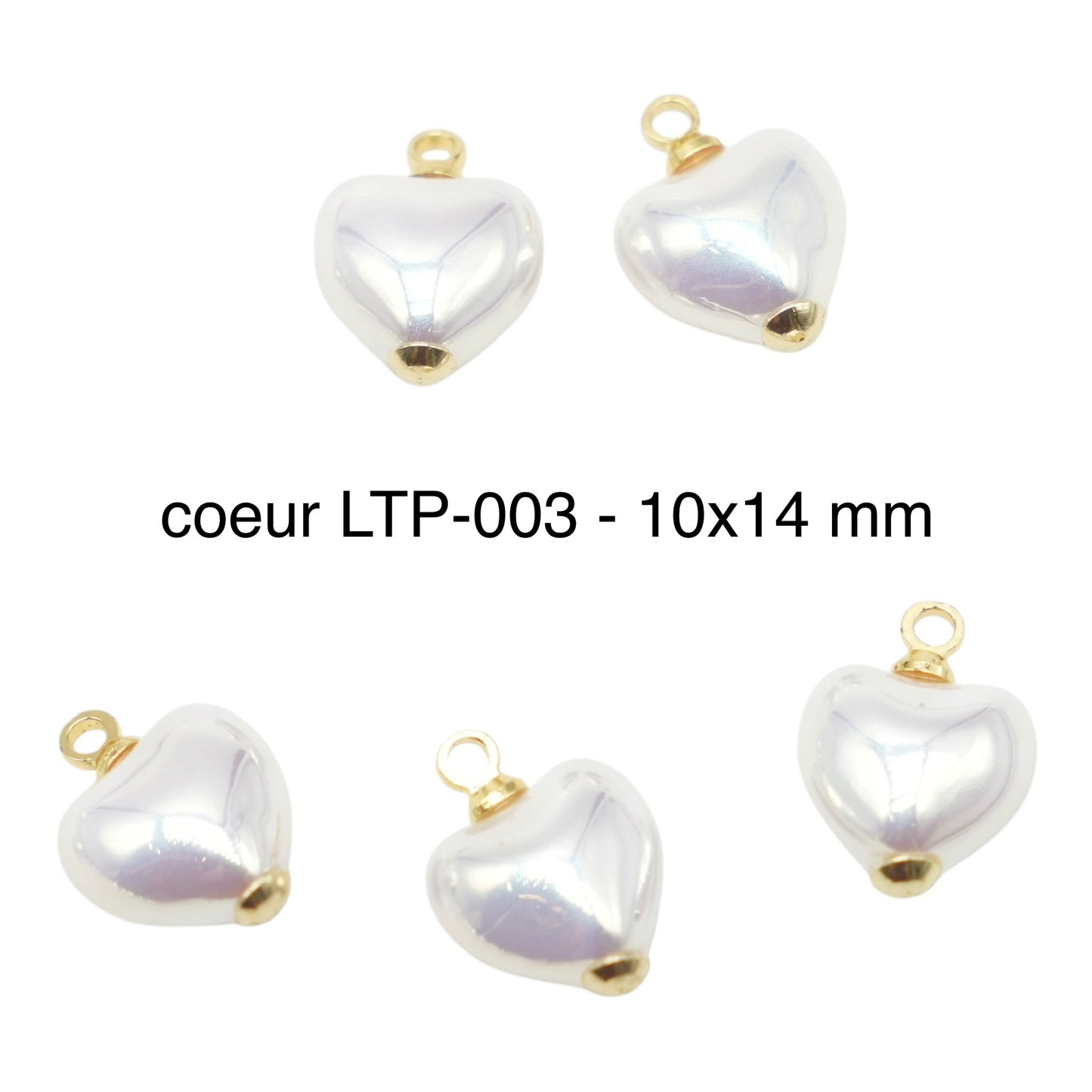 5 Breloques/Pendentifs Perles de Nacre irisée – Finition Laiton Double Rhodié (11 formes disponibles)