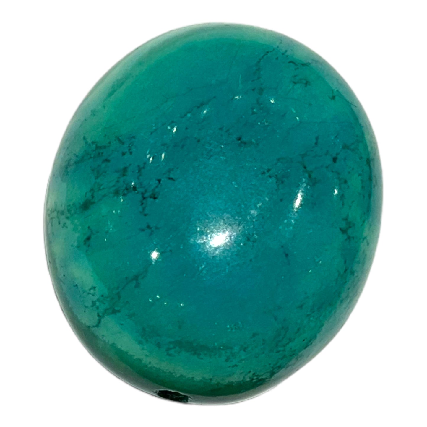 Pendentif Turquoise de Chine forme ovale 22 x 27 mm percé sur le centre