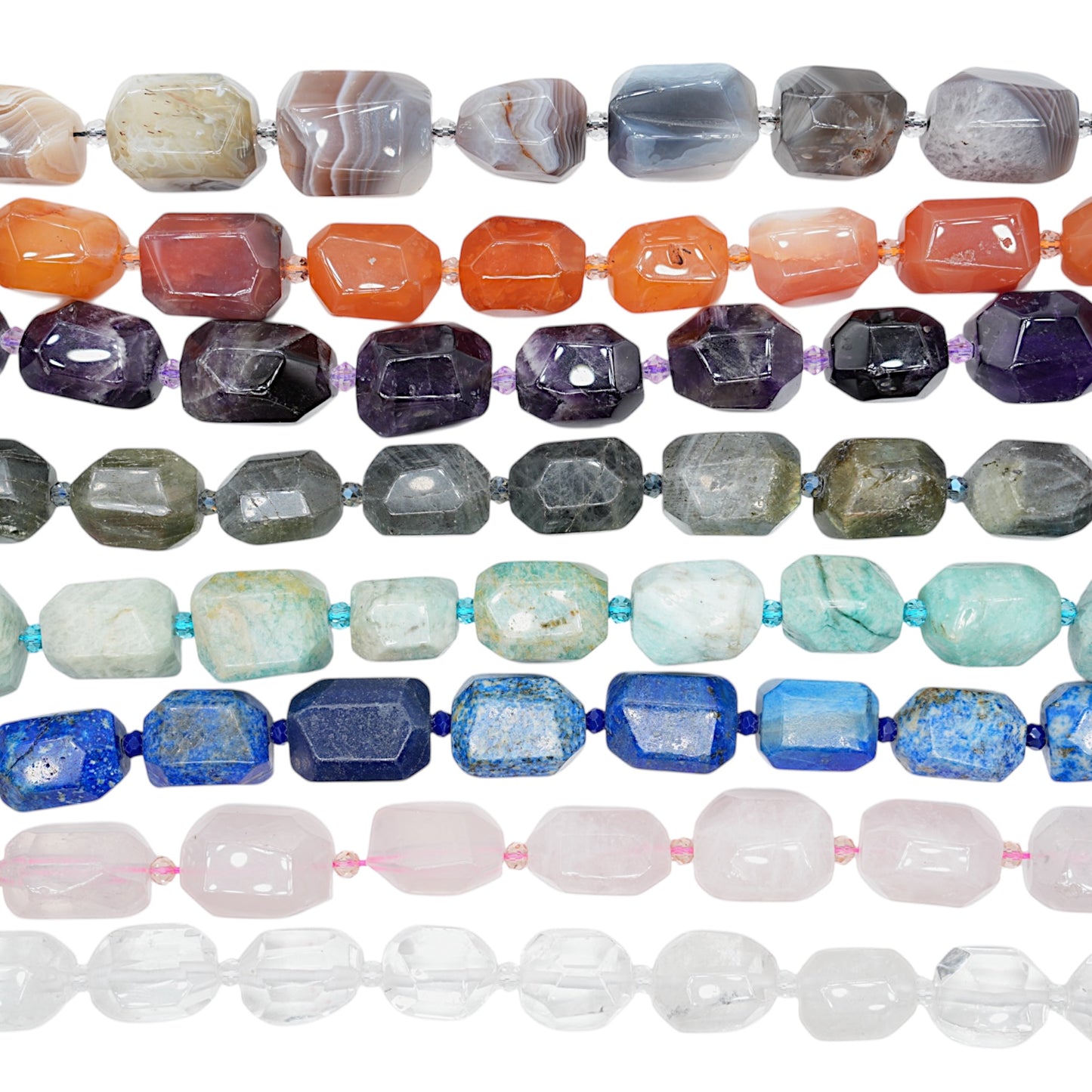 Fil de perle rectangle facetté en pierre naturelle 15x20 mm (8 pierres disponible)