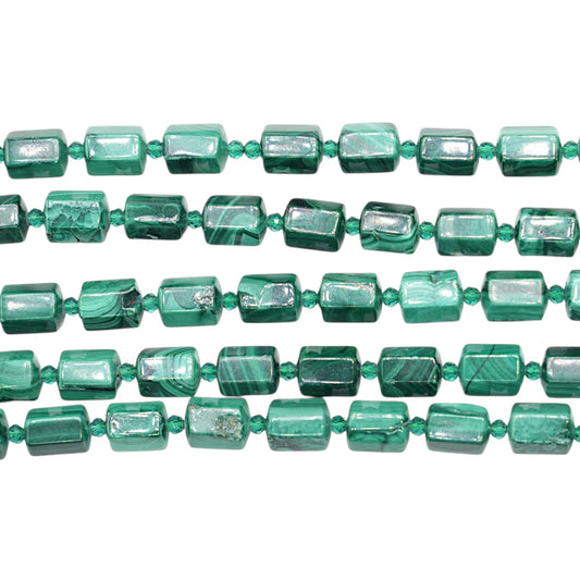 Fil de perles Malachite forme hexagone 7x9mm