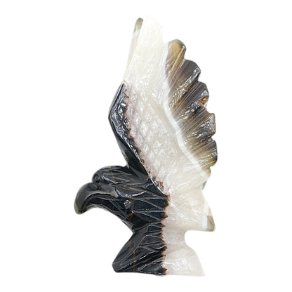 Figurine Aigle en Agate Botswana A+ 14x8 cm (modèle unique nº7)