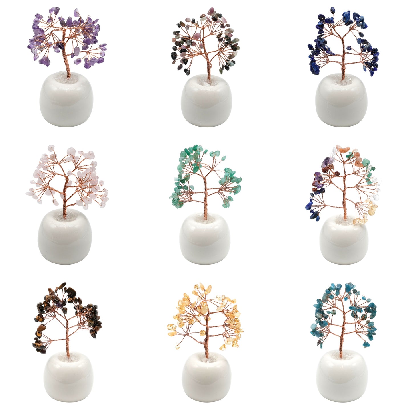 Arbre de vie avec vase forme pomme en céramique blanche - Foliesbijoux