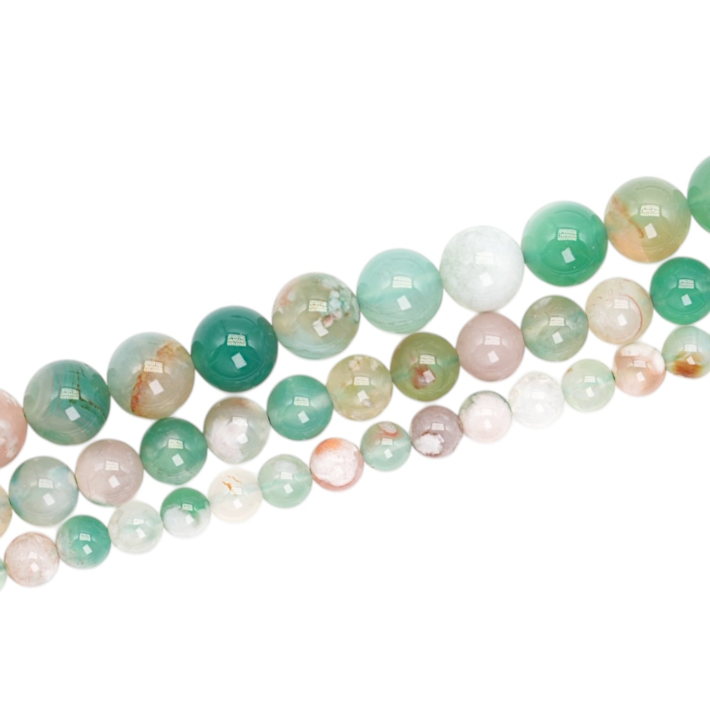Fil de perle Agate fleur de cerisier verte A