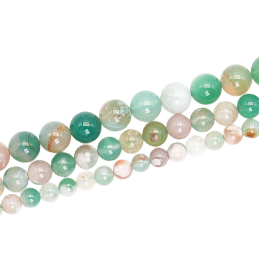 Fil de perle Agate fleur de cerisier verte A