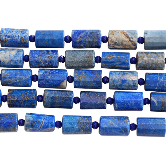 Fil de perle 10x14 mm Lapis cylindre avec perles de rocaille (référence 118)
