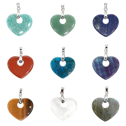 Pendentif Coeur 25 mm — Bélière dorée ou argentée (11 pierres disponible)