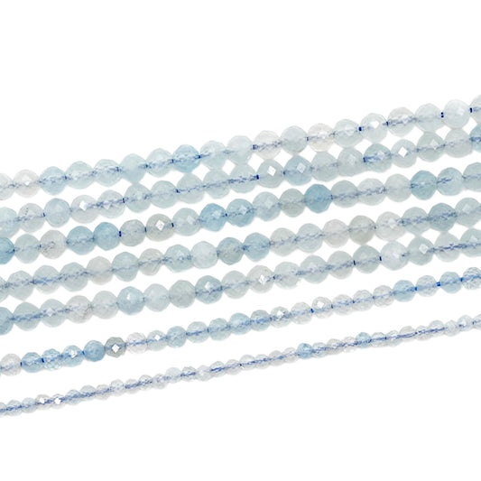 Fil de perles facettées Aigue marine