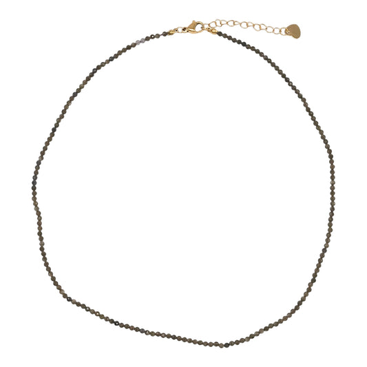 Collier Obsidienne dorée 2-3mm acier inoxydable doré/argenté (référence 21) - Foliesbijoux