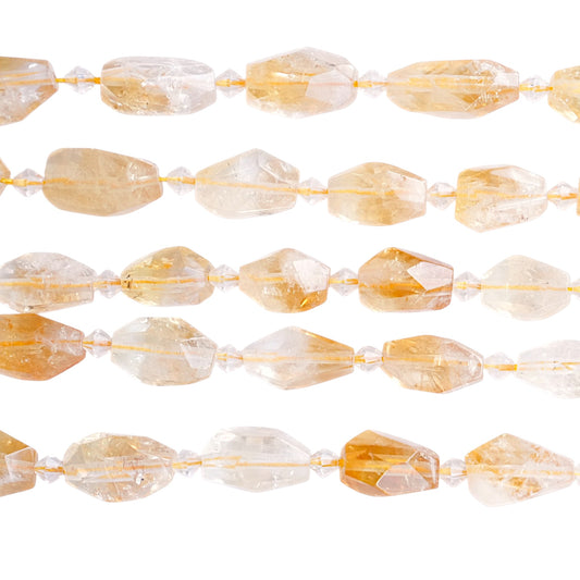 Fil de perle forme libre Citrine brute chauffé 10-12x 16-18 mm (référence 40)