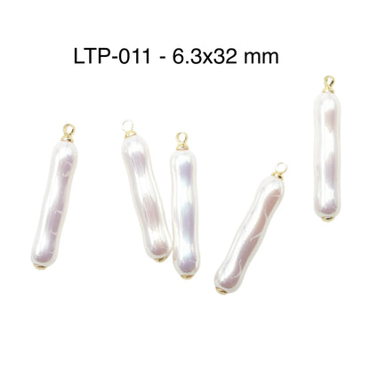 5 Breloques/Pendentifs Perles de Nacre irisée – Finition Laiton Double Rhodié (11 formes disponibles)