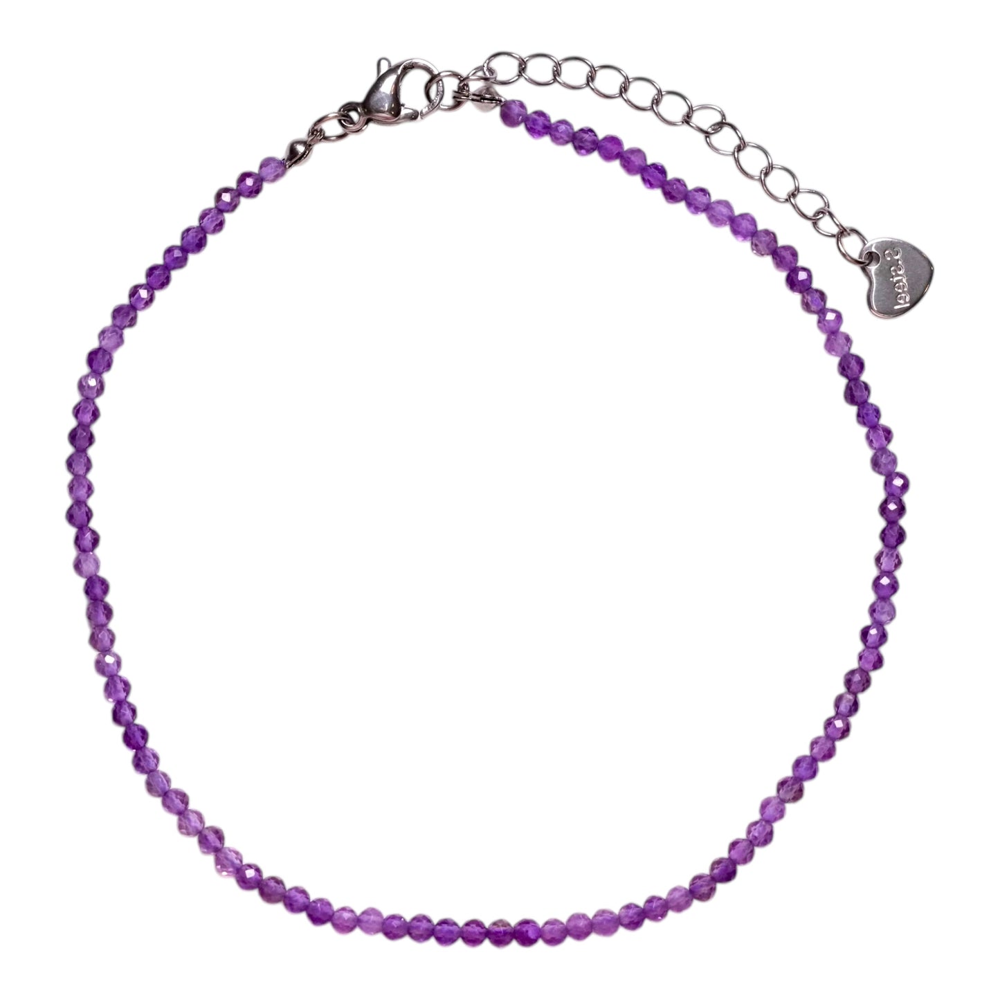 Bracelet/chaine de cheville Améthyste perle facetté 2-3 mm avec fermoir acier inoxydable