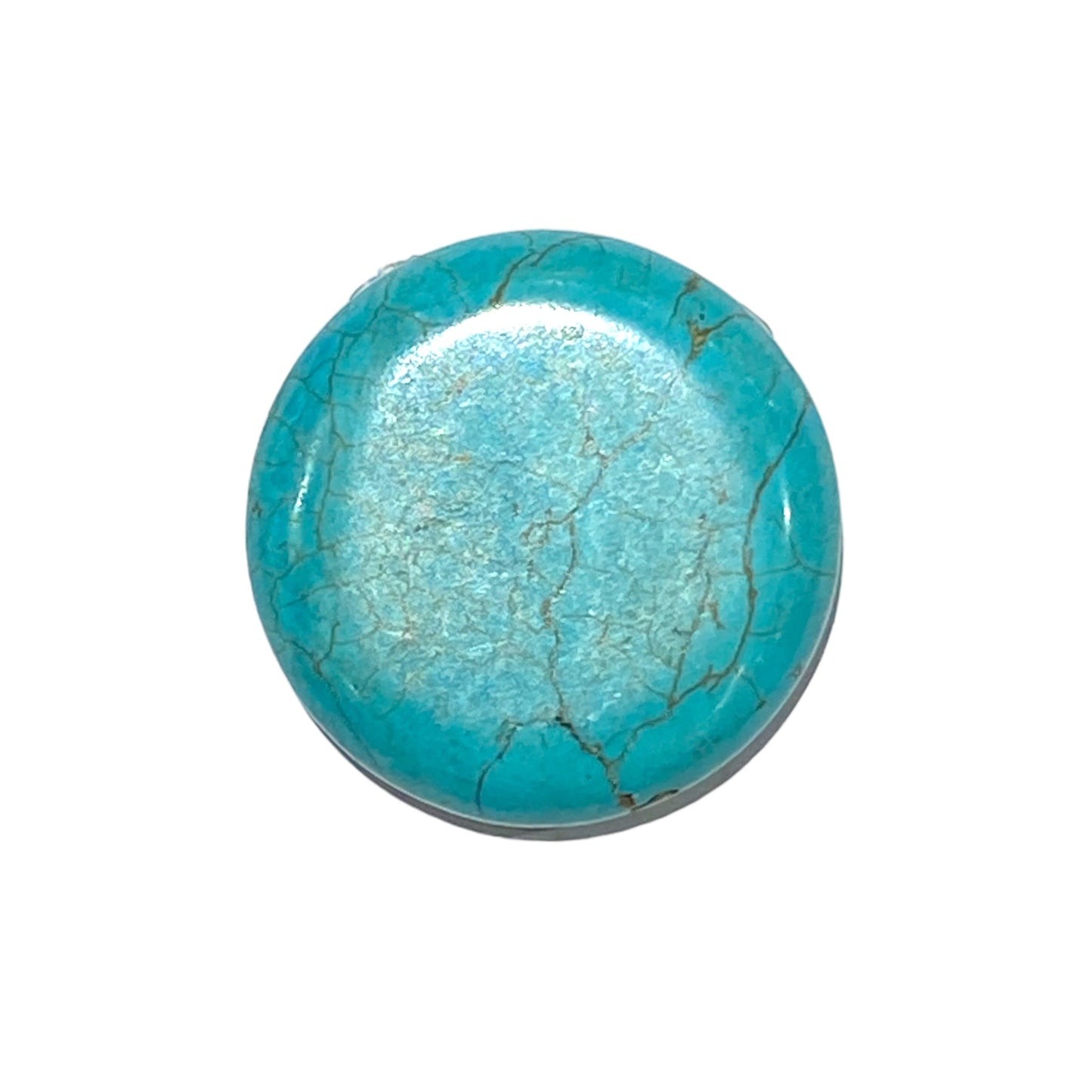 Pendentif rond en Howlite turquoise percé sur le côté - Foliesbijoux