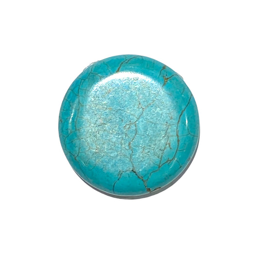 Pendentif rond en Howlite turquoise percé sur le côté