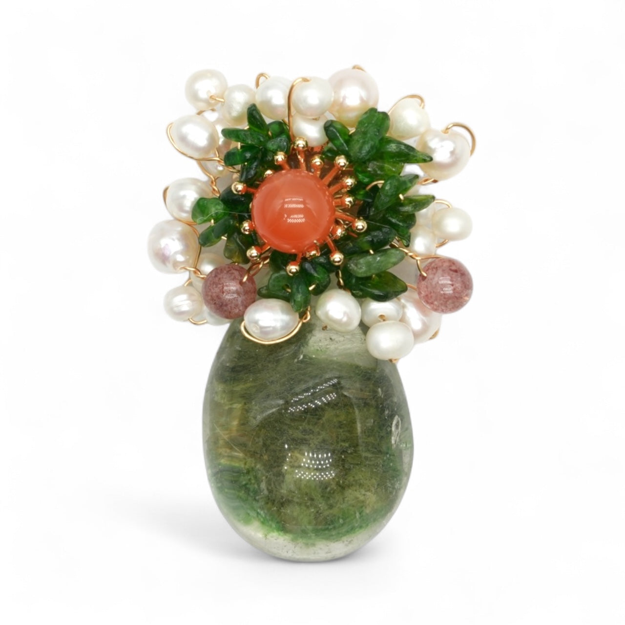 Broche Quartz lodolite AAA 8x4 cm