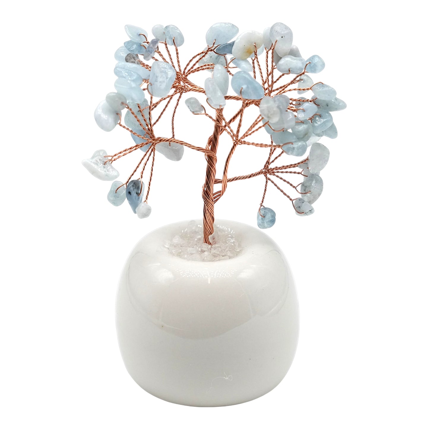 Arbre de vie avec vase forme pomme en céramique blanche