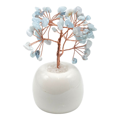 Arbre de vie avec vase forme pomme en céramique blanche