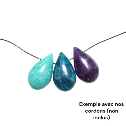 Pendentif goutte Apatite bleue percé sur le côté