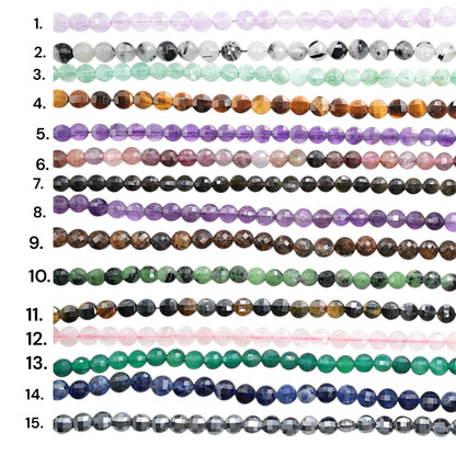 Fil de perle en rond plat facetté 6 mm (15 pierres disponible)