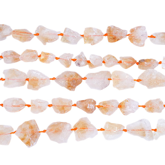 Fil de perle forme libre Citrine brute chauffé 13-17 mm (référence 37)