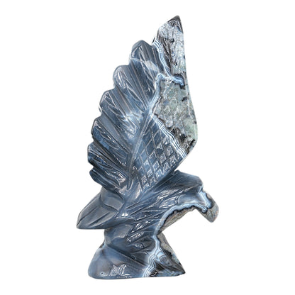 Figurine Aigle en Agate Botswana A+ — 14x8 cm (modèle unique nº1)