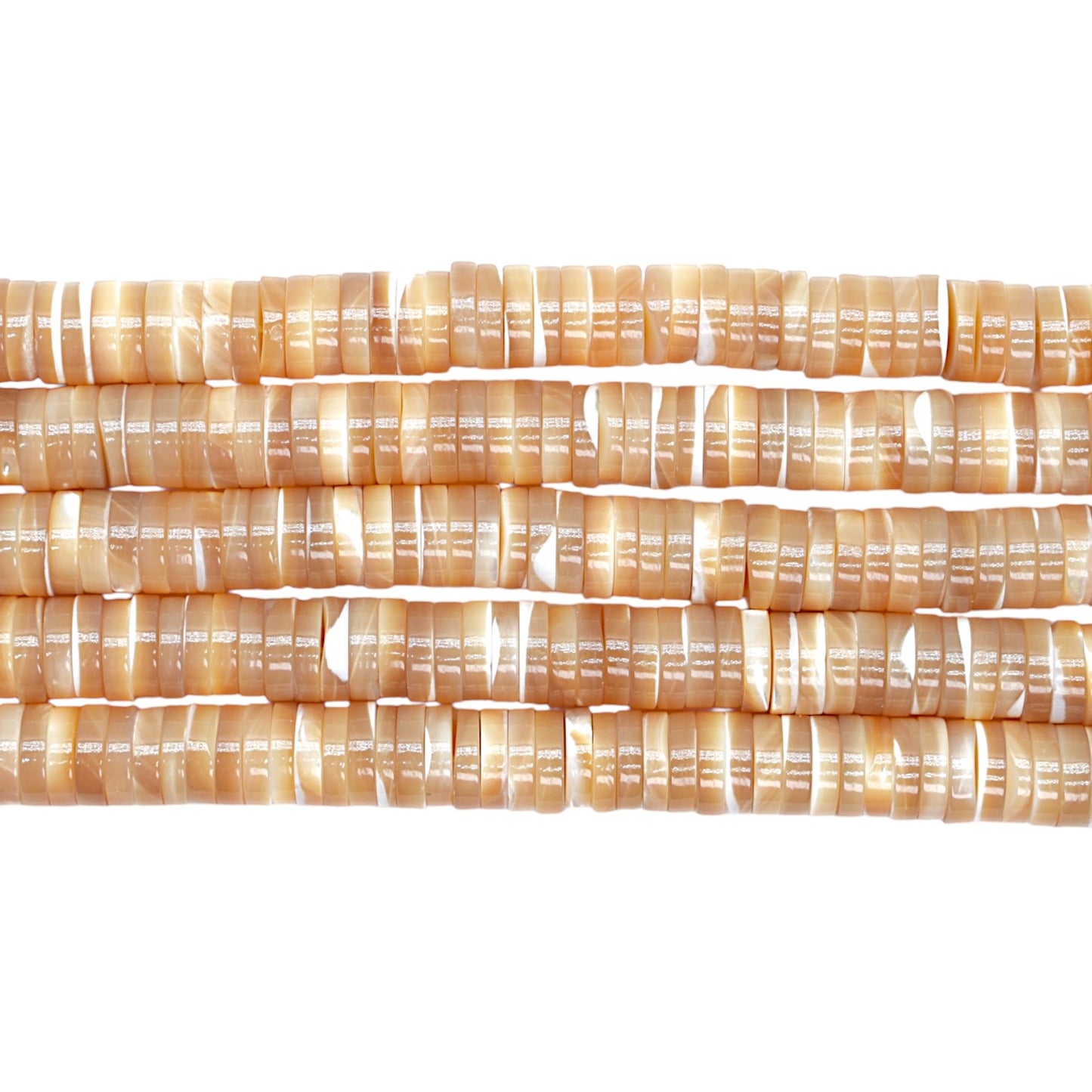 Fil de perle en rondelle en nacre dorée 2x8 mm