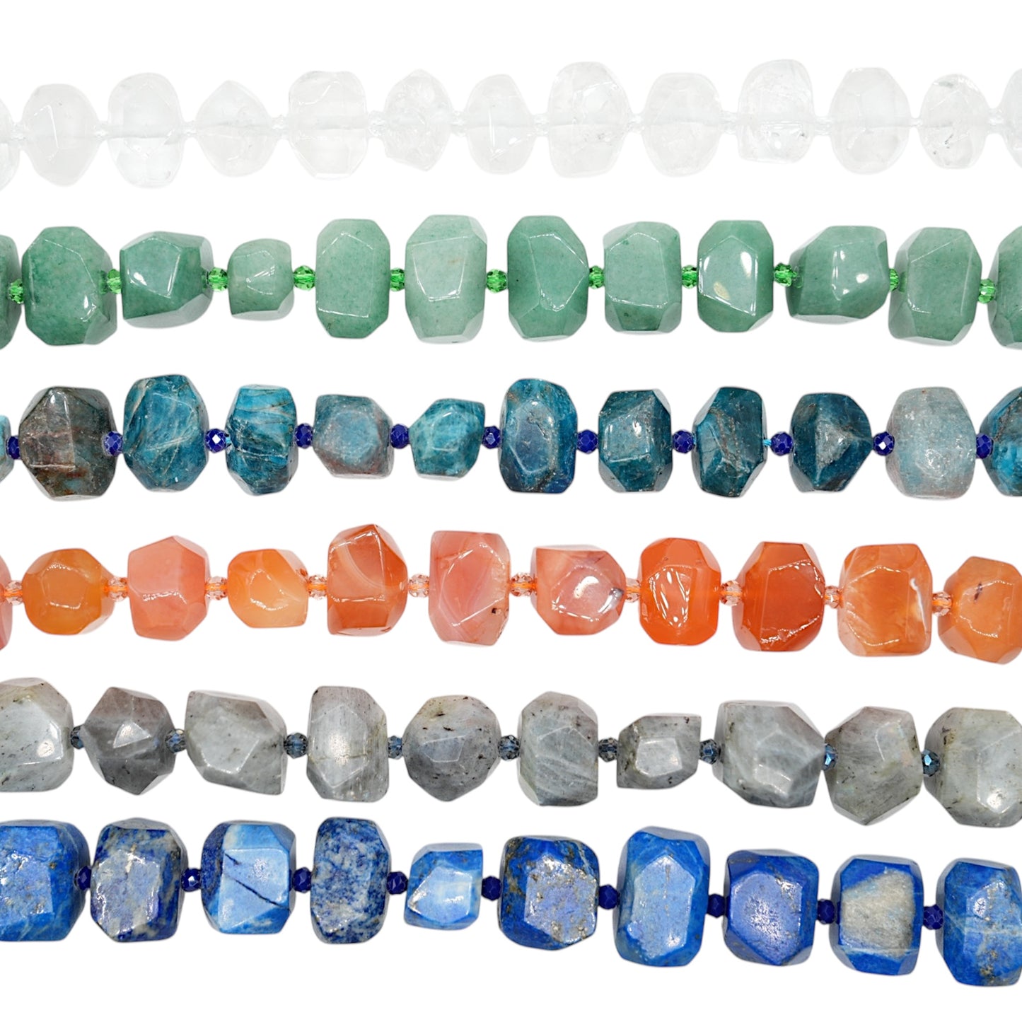 Fil de perle rectangle facetté en pierre naturelle 13x18 mm (12 pierres disponible)