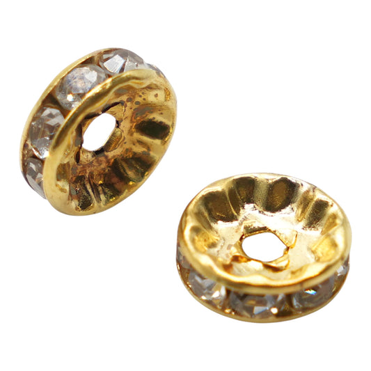 Lot de 100 breloques strass intercalaire PSD1 en cuivre doré