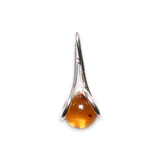 Pendentif ambre & argent forme boule