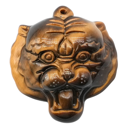 Pendentif tigre en oeil de tigre 3 x 2,9 x 1 cm percé devant (modèle 10)