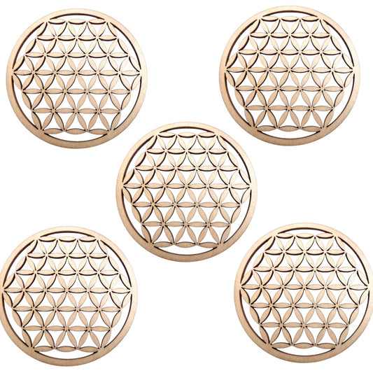 5 plaques fleur de vie pleine découpé en bois 10 cm (référence: ESO-002) - Foliesbijoux