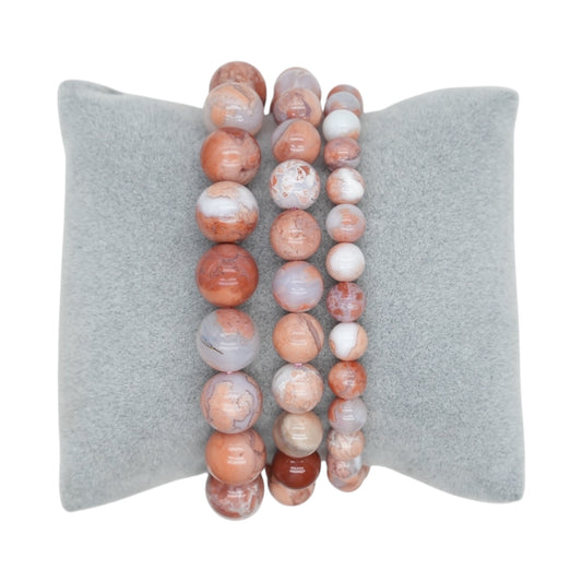 Bracelet Agate candy couleur saumon AA