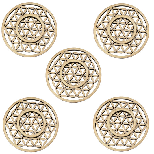 5 Supports plaques pour sphere fleur de vie en bois 6 cm (référence: ESO-089) - Foliesbijoux