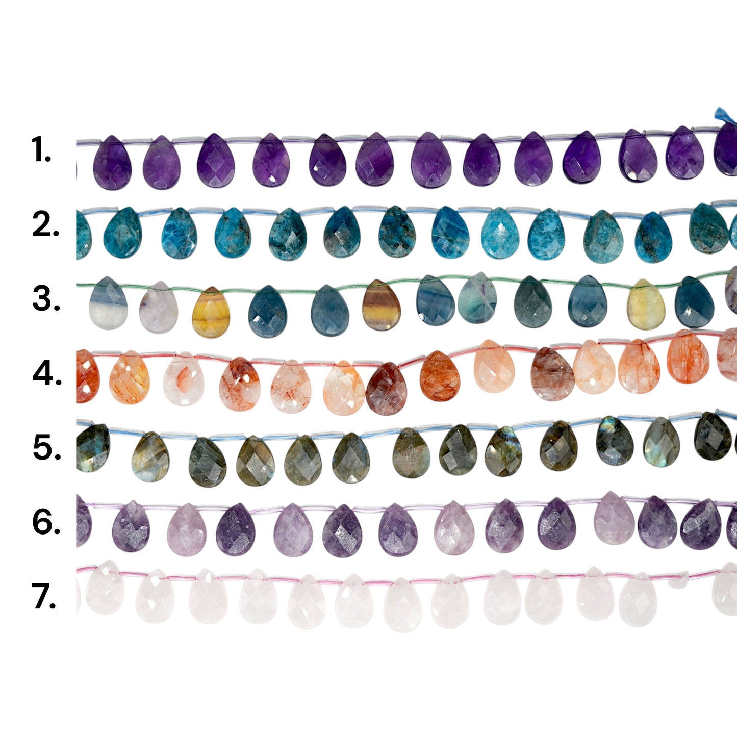 Fil de perles goutte 13x18 mm (13 pierres naturelles disponible)