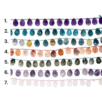 Fil de perles goutte 13x18 mm (13 pierres naturelles disponible)