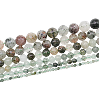 Fil de perle Quartz Tourmaline verte A+