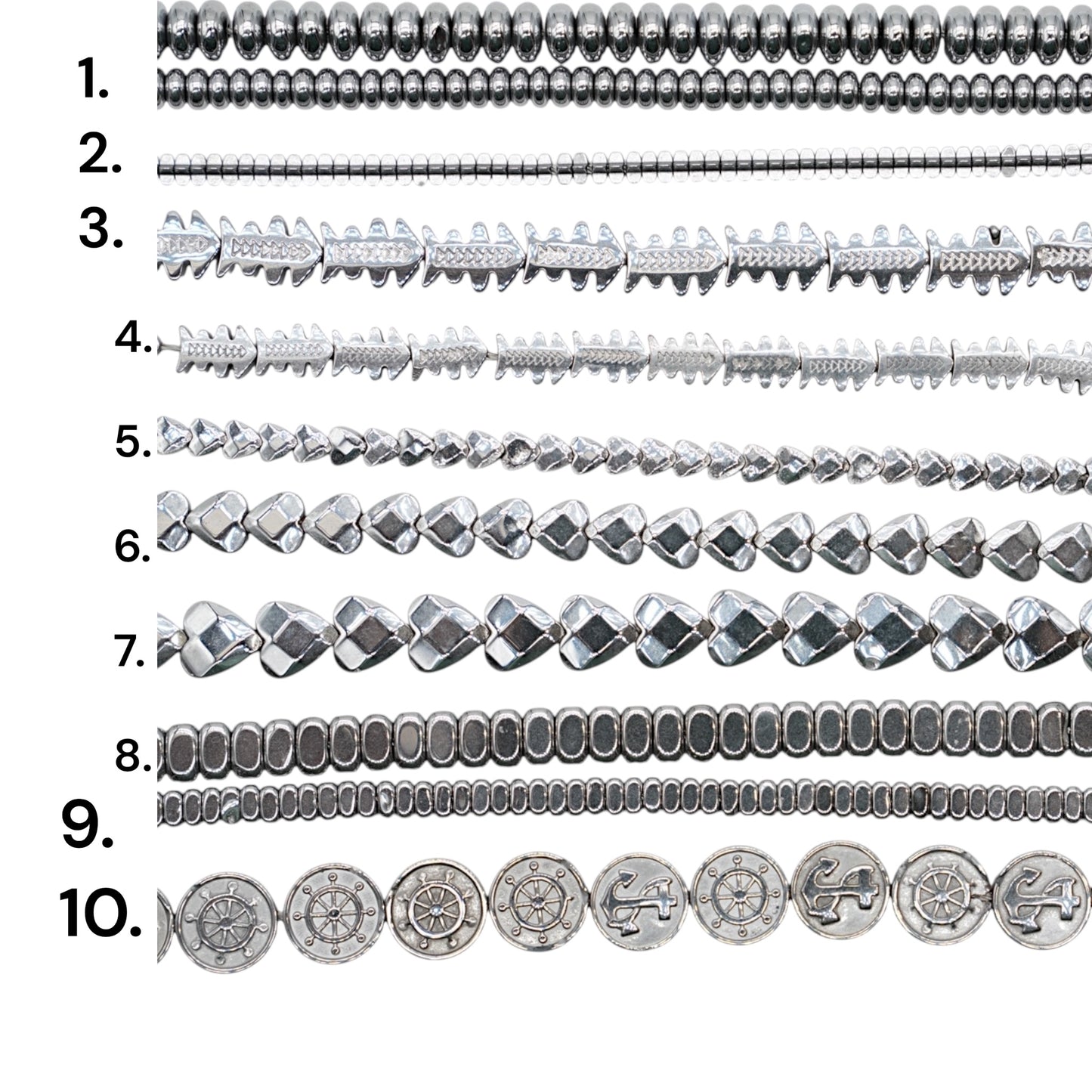 Fil de perle Hématite electroplaquée argenté HEA (270 à 280)