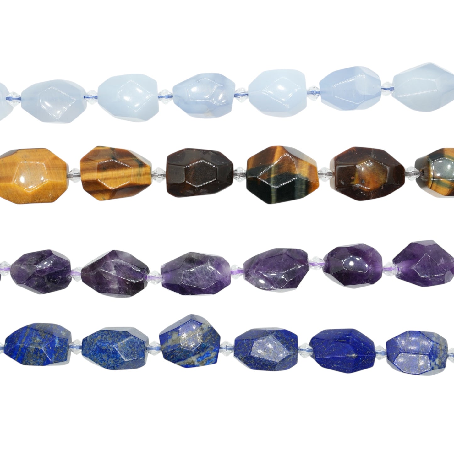 Fil de perle rectangle facetté en pierre naturelle 18x25 mm (4 pierres disponible)