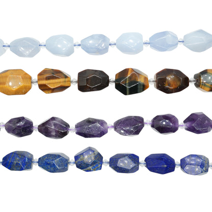 Fil de perle rectangle facetté en pierre naturelle 18x25 mm (4 pierres disponible)