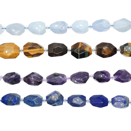 Fil de perle rectangle facetté en pierre naturelle 18x25 mm (4 pierres disponible)