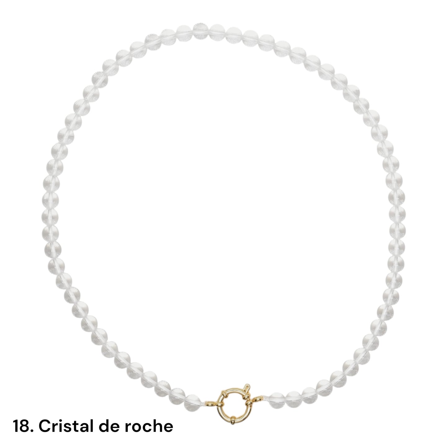 Collier 43 cm 6 mm avec fermoir bouée en acier inoxydable dorée ou argenté (20 pierres disponibles)