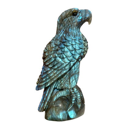 Statue Faucon en Labradorite - modele unique