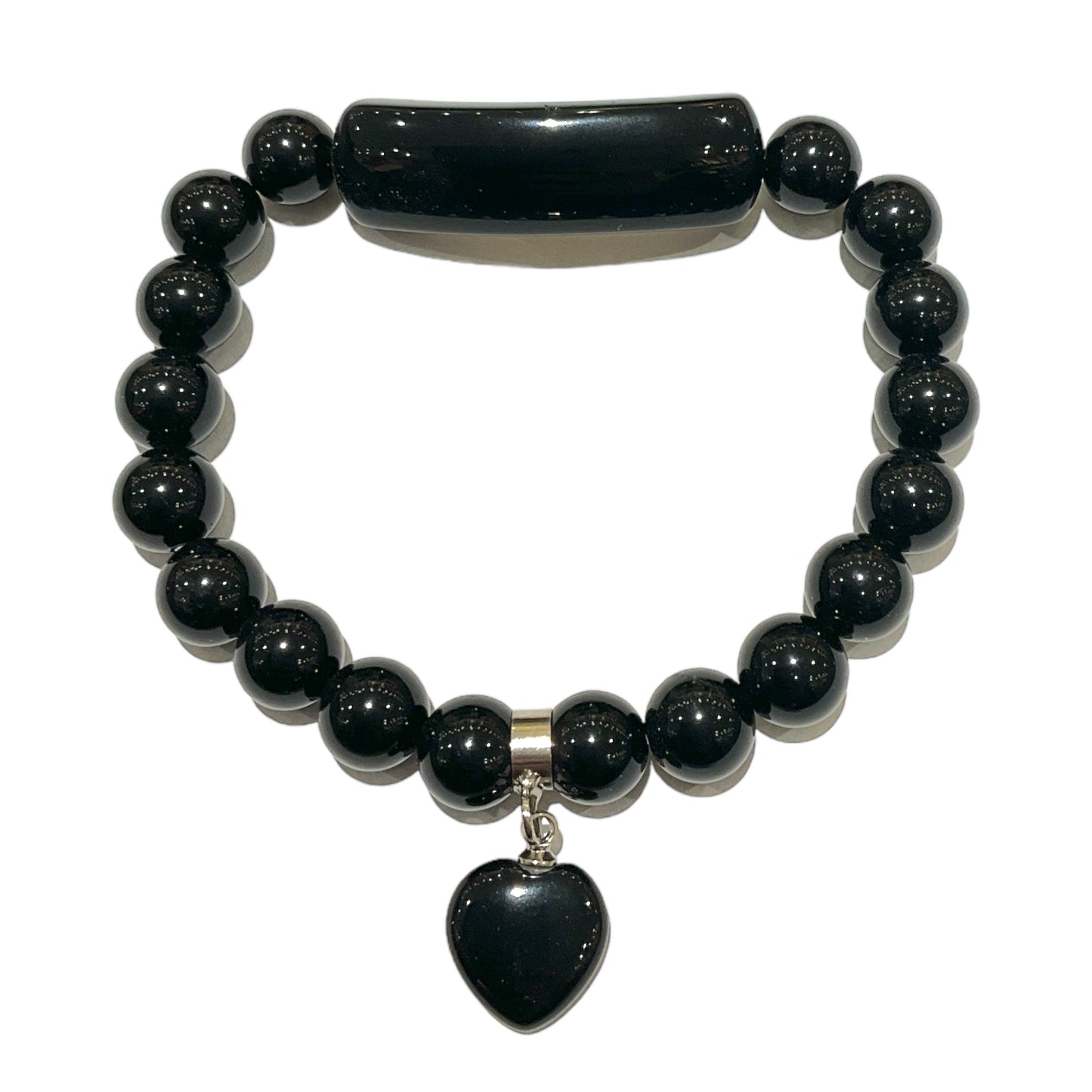 Bracelet Obsidienne noire A cœur