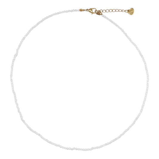 Collier Cristal de roche 2-3mm acier inoxydable doré/argenté